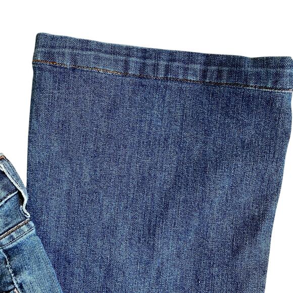 Salt Works Sz 28 Vtg Y2K Low Rise Flare Jeans Usa Made Vintage Wash Flap Pockets - Picture 7 of 16